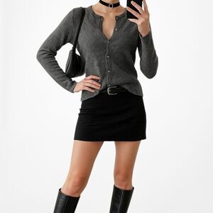 Vintage Y2K Gray Knit Wool Blend Button Front Sweater Cardigan Top Size XS